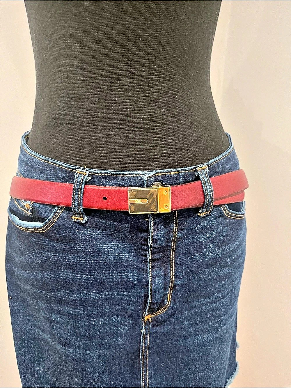 Yves Saint Laurent Reversible Leather Belt Red & Black